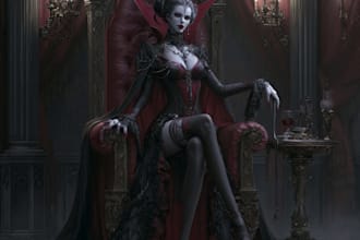 horror vampire lord queen character desing