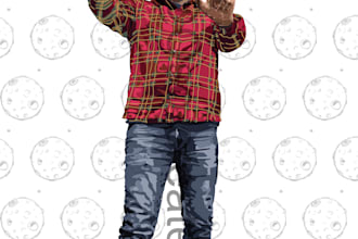create a custom hand drawn digital portrait with personality