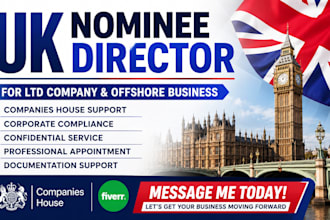 provide UK nominee director service for ltd company and offshore business