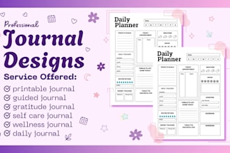 design digital printable journal, calender, tracker, notebook, worksheet