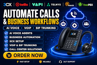 setup 3cx voip sip trunking freepbx asterisk telnyx grandstream ivr pbx plivo