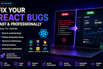 fix react, javascript, vite, firebase or supabase bugs quickly
