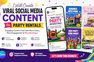 create viral social media content for party rentals