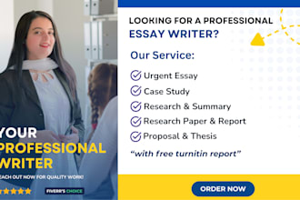 write essay, research and summary, and case study