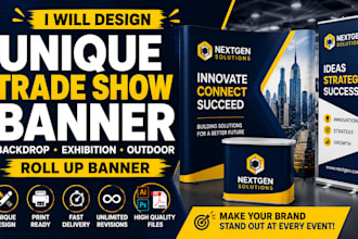 design a unique trade show banner backdrop exhibition outdoor roll up banner