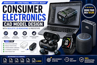 design consumer electronics cad model with realistic 3d rendering and prototype