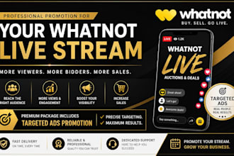 do whatnot live stream promotion, whatnot usa marketing to boost bidders
