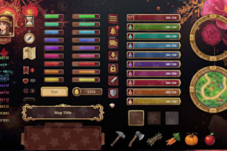 design pixel art ui rpg ui pixel hud health bar skill icons retro game interface