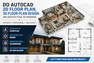 do autocad 2d floor plan, 3d floor plan design and architectural 3d rendering
