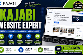 design kajabi website, online course, sales funnel kajabi page, email automation