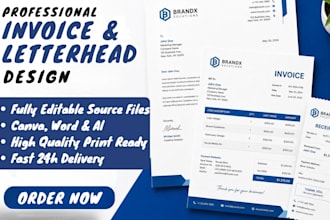 design custom invoice template letterhead reciepts editable source file on canva