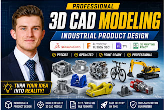 3d cad modeling industrial product design solidworks, fusion 360 stl 3d printing