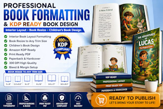 do interior book layout formatting, children book design and KDP book resize