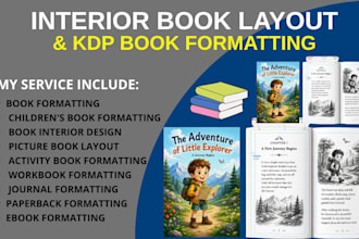 do interior book layout formatting, book resize, children book design for KDP