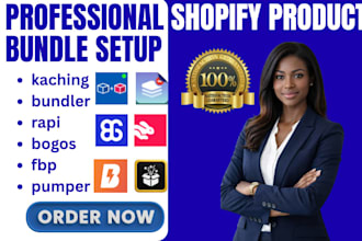 setup shopify product bundle kaching bogos fbp pumper kefi aov ai glo color