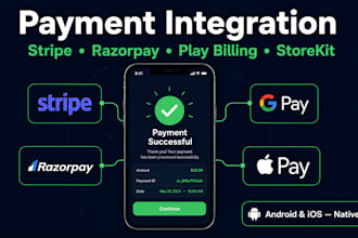 integrate stripe razorpay or inapp billing into your android or ios app