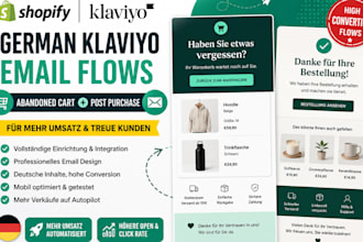 setup german klaviyo abandoned cart post purchase email flows for shopify store