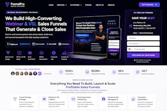 build webinar vsl sales funnel landing page gohighlevel system io website fb ads