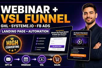 build webinar vsl sales funnel landing page gohighlevel system io website fb ads