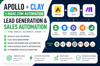setup apollo io clay com, make com sales automation workflow