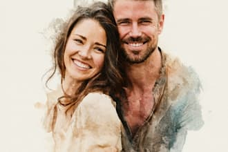 make a watercolor couple portrait
