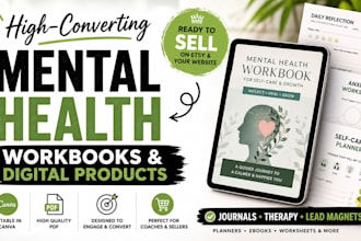 design mental health workbook workbook design self help journal canva workbook