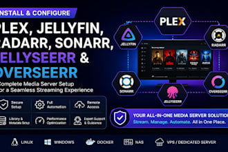 install and configure plex jellyfin, radarr, sonarr jellyseerr and overseerr