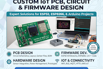 design custom iot pcb, esp32 esp8266 arduino circuit and embedded firmware