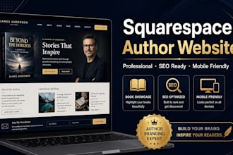 design a professional squarespace author website for writers, book author