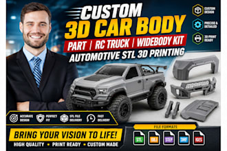 custom 3d car body part model rc truck widebody kit automotive stl 3d printing