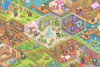 isometric pixel art game assets sprite sheet tileset retro pixel art background