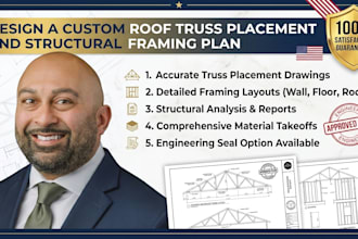 design a custom roof truss placement and structural framing plan