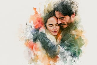 draw a watercolor couple portrait