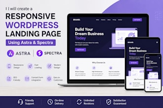 create a responsive wordpress landing page uisng astra and spectra