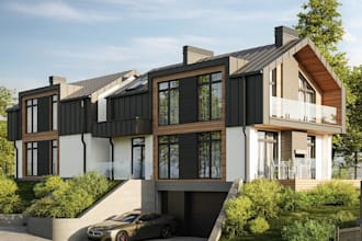 showcase 3d hillside residence,duplex visualization,site plan,cd exterior render