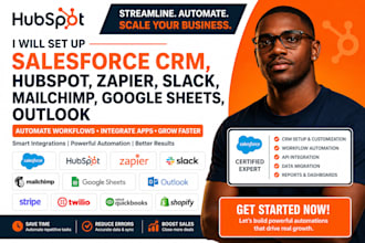 setup slack zapier salesforce CRM xero hubspot google sheets outlook make notion