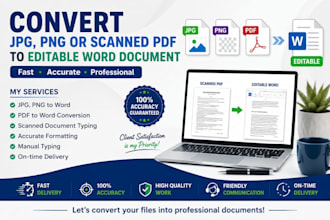 convert jpg, png or scanned PDF to editable word document