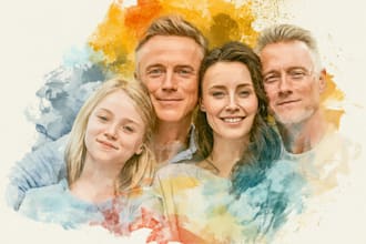 draw watercolor family portrait in procreate
