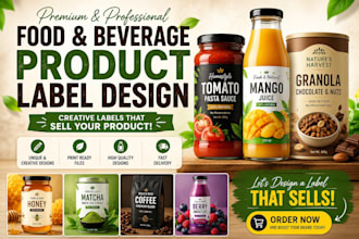 design premium food and beverage product labels and product packaging design