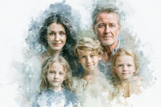custom watercolor family portrait from photo