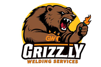 create amazing grizzly welding logo with source file