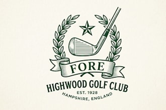 create a modern golf logo for business tournament or apparel