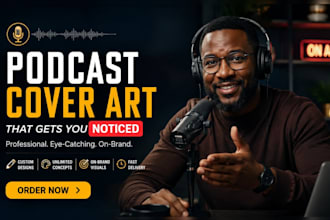 design podcast thumbnails, flyers, and banners