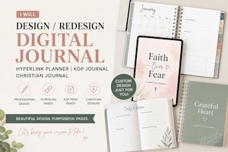 design redesign digital journal hyperlink planner kdp journal christian journal