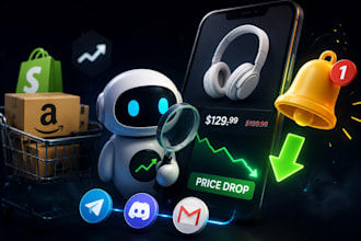 build a price tracking and restock alert bot for amazon shopify and any website