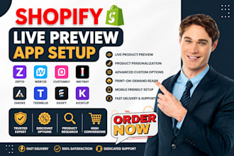 setup shopify live preview zepto webzye customily inkybay zakeke teeinblue