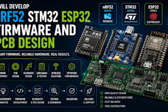 develop nrf52 stm32 esp32 firmware and pcb design