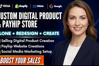 build custom converting payhip landing page with digital product store set up