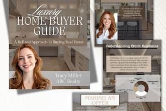 design real estate listing brochure, broker home buyer guide for property sales