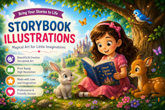 create beautiful storybook illustrations for children picture books